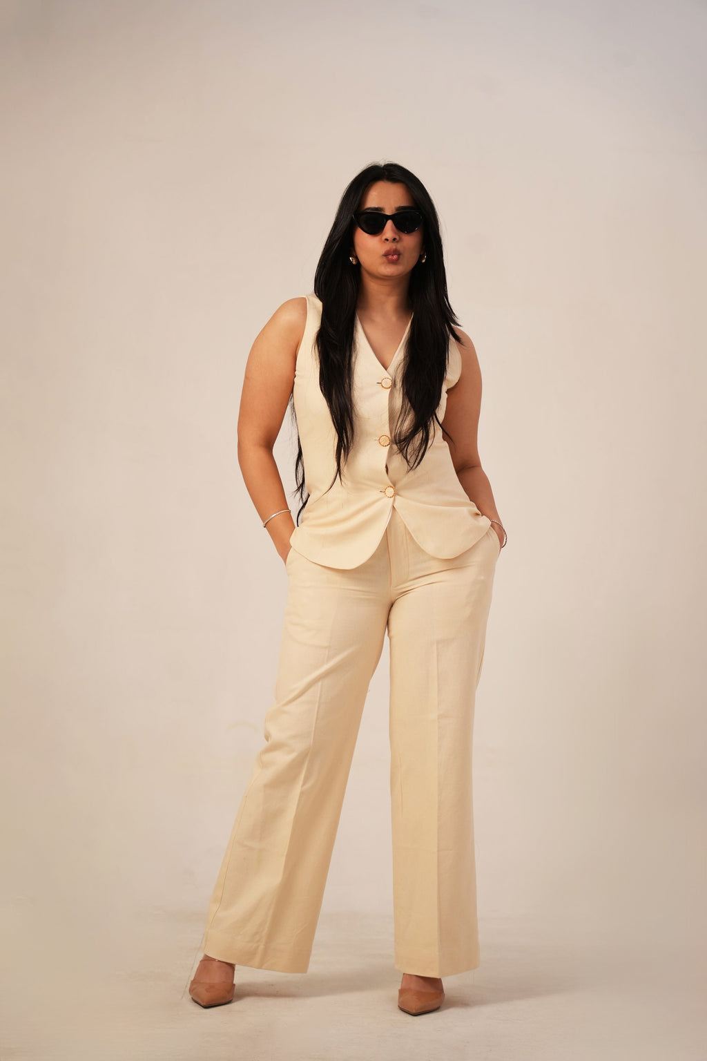 Refined Linen Vest Ensemble